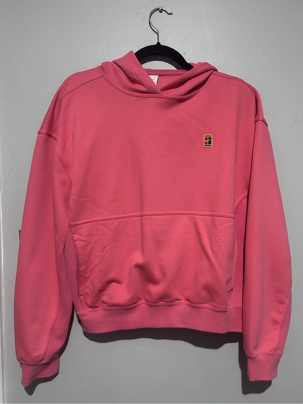 Nike Pink Hooded Sweatshirt with Small Logo Patch